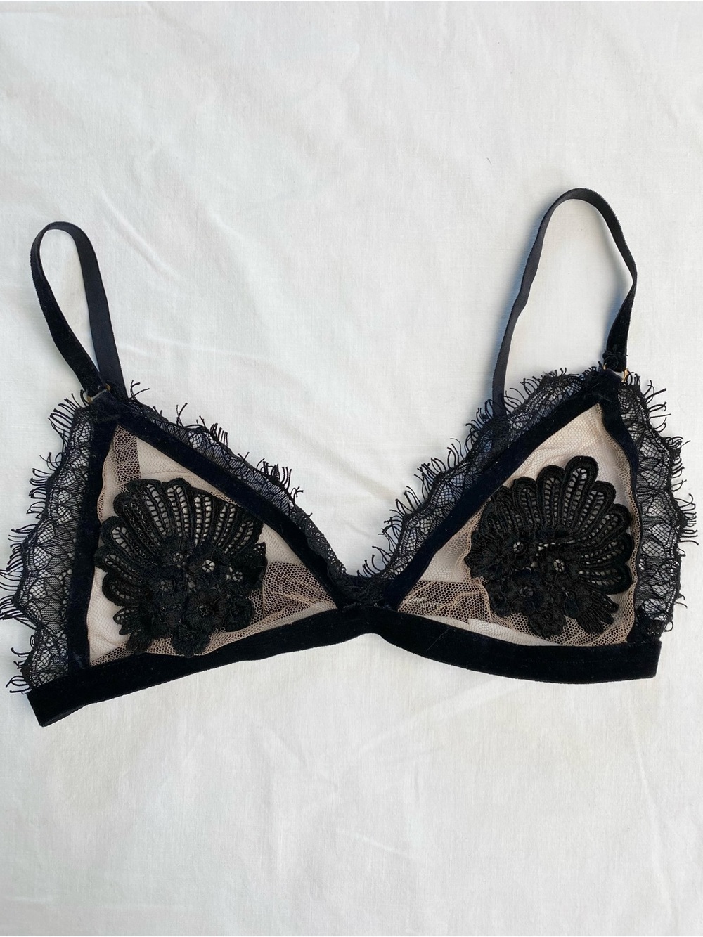 For Love & Lemons Black Lace Appliqué Triangle Bralette